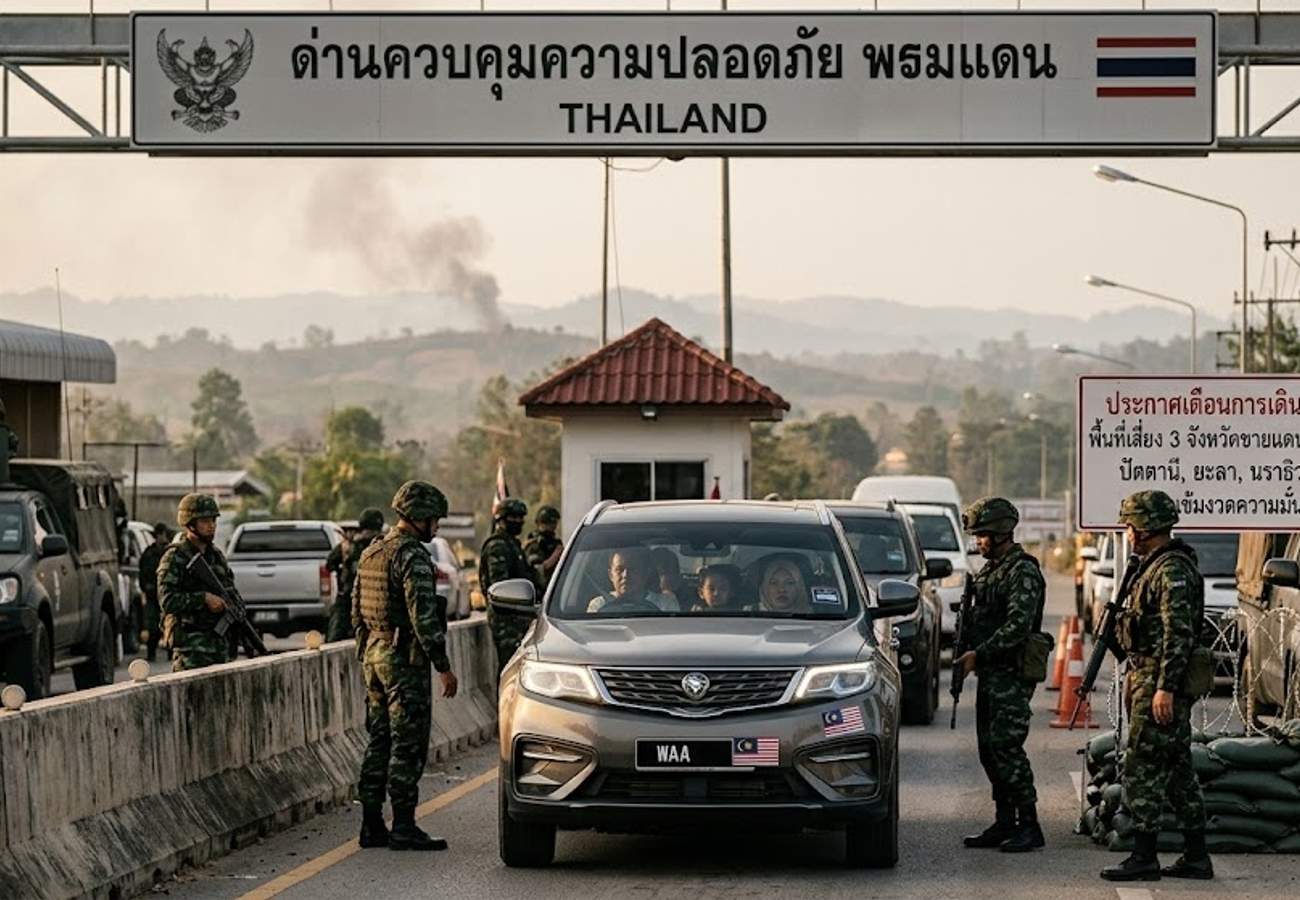 Security checkpoints and border crossing between Malaysia and Southern Thailand