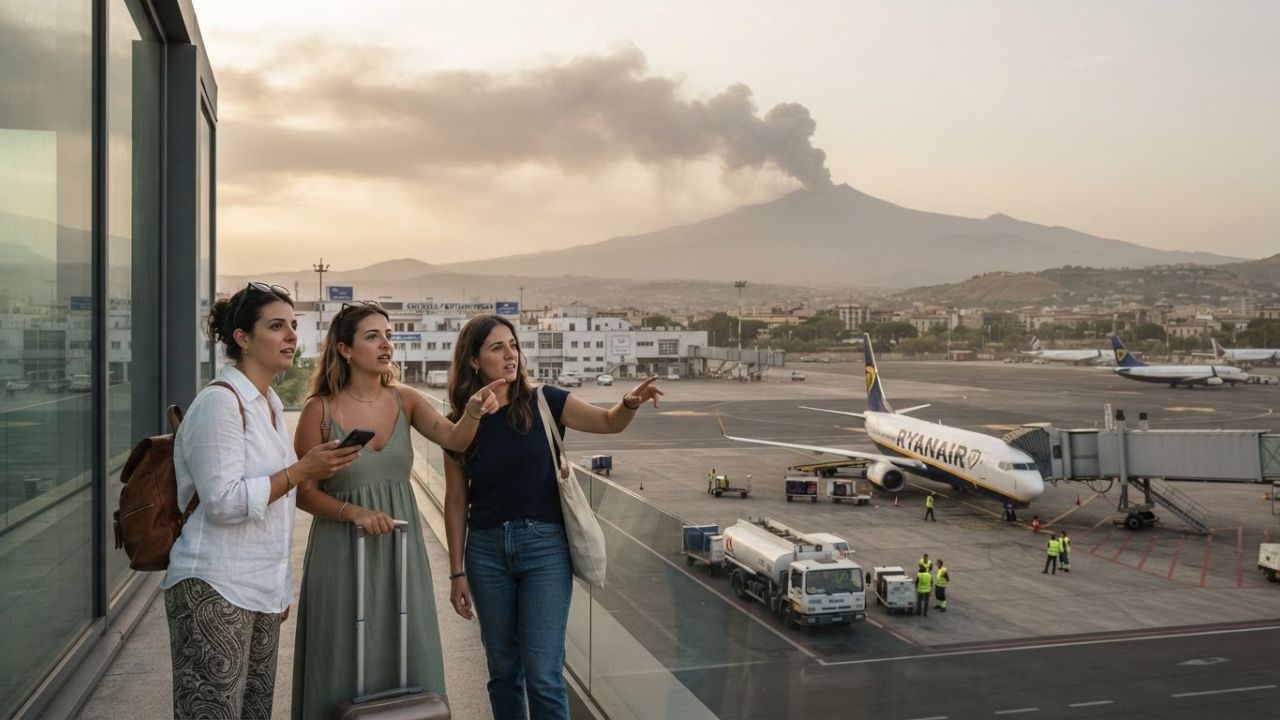 Mount Etna Eruption and Ash Cloud Disrupt Flights at Catania Airport
