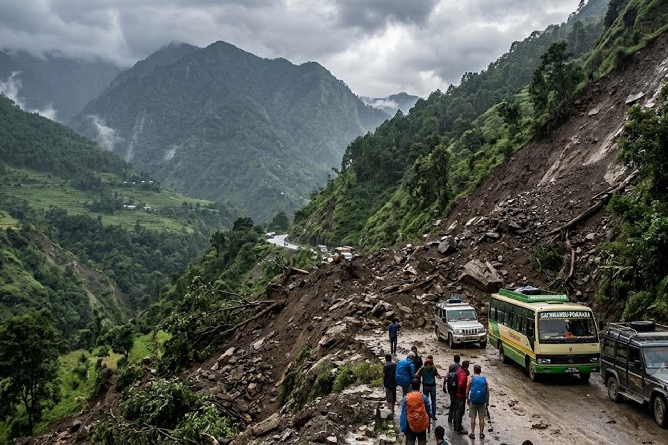Nepal Landslides Block Major Highways Disrupting Access to Popular Tourist and Trekking Routes