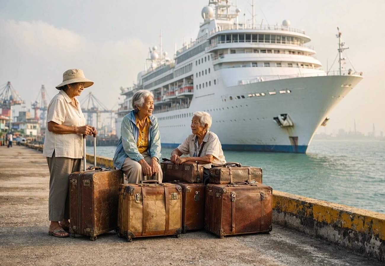 Villa Vie Odyssey cruise ship docked in Sihanoukville port