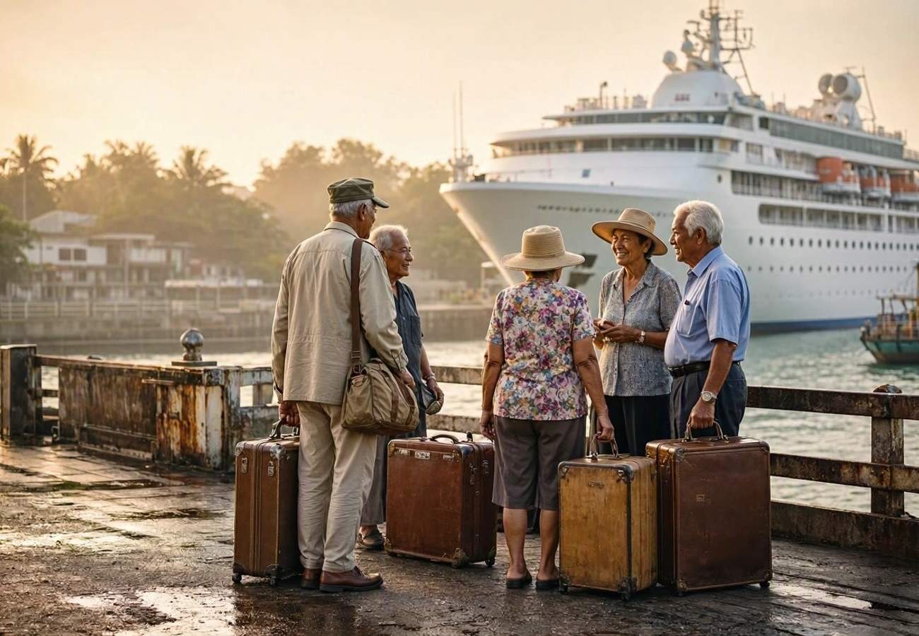 The Villa Vie Odyssey residential cruise ship docked in Sihanoukville
