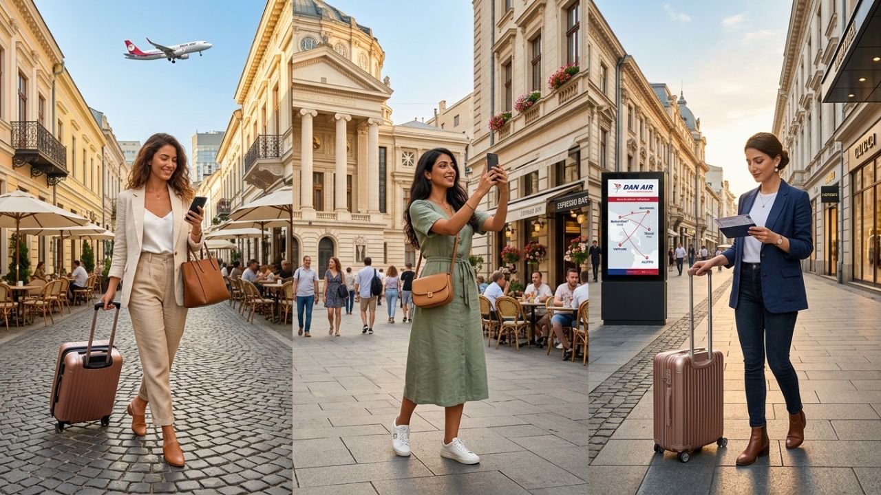 Scenic historic European cobblestone street lined with beautifully preserved classical architecture under bright summer skies