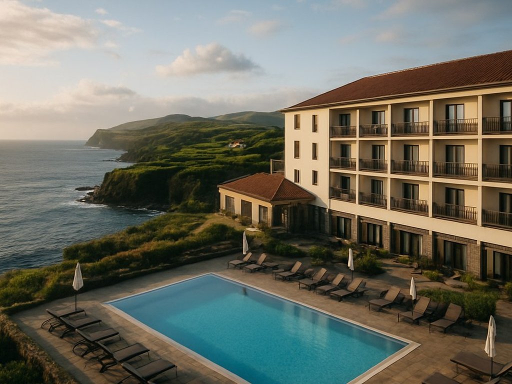 B&B stay at well-rated and ocean view 4* hotel & spa ♨️ on Terceira, Azores for €63/double