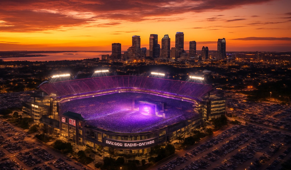 BTS fans gathering at Raymond James Stadium in Tampa, Florida, April 2026