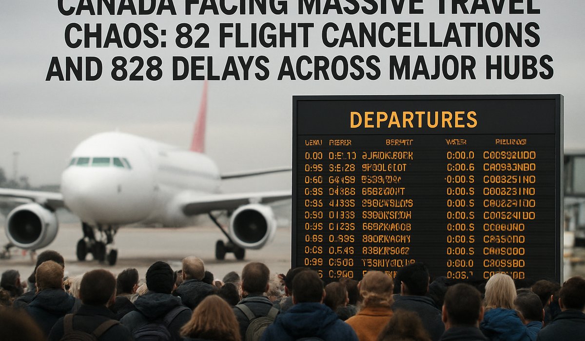 Canada Facing Massive Travel Chaos: 82 Flight Cancellations and 828 Delays Across Major Hubs