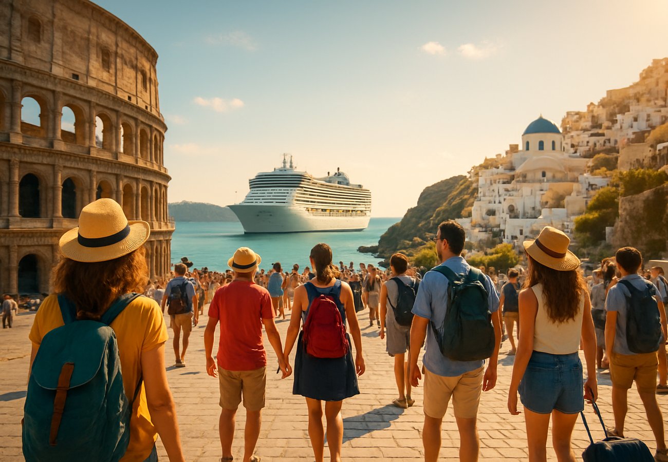 European city streets crowded with tourists, reflecting overtourism challenges across major destinations