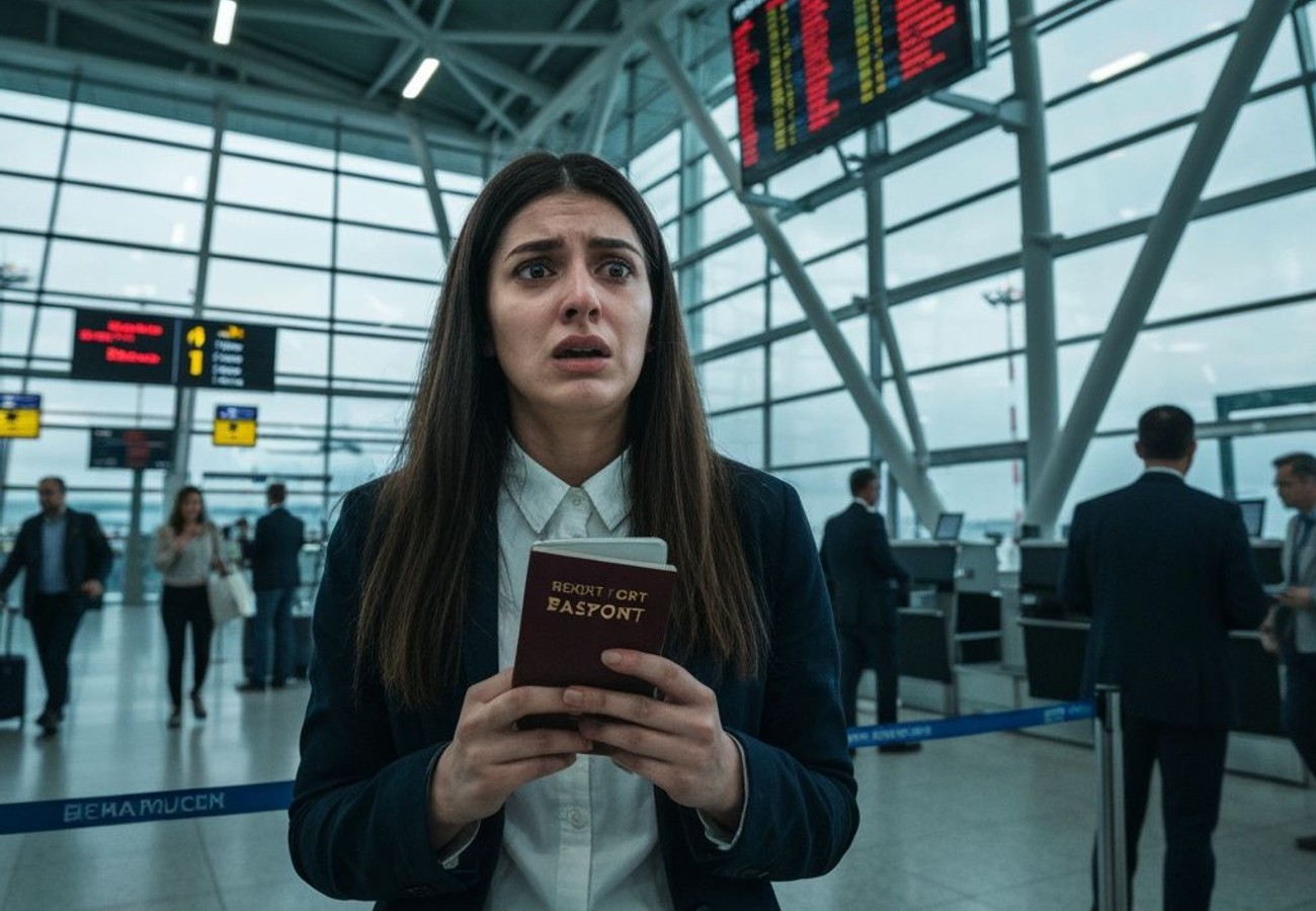 Travel warning notice with global conflict map highlighting Ukraine and Middle East regions