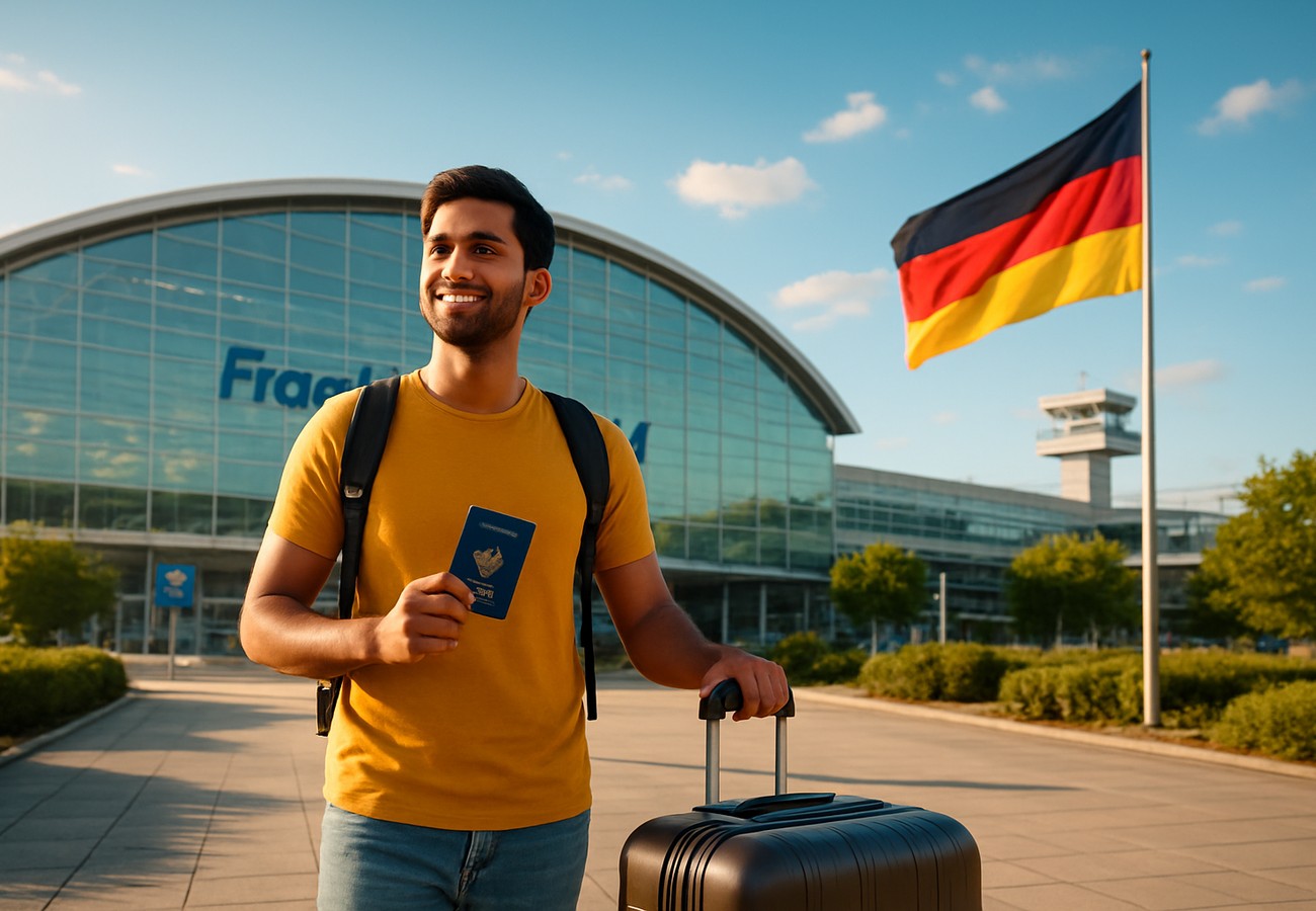 Frankfurt and Munich airport terminals with connecting flight signage