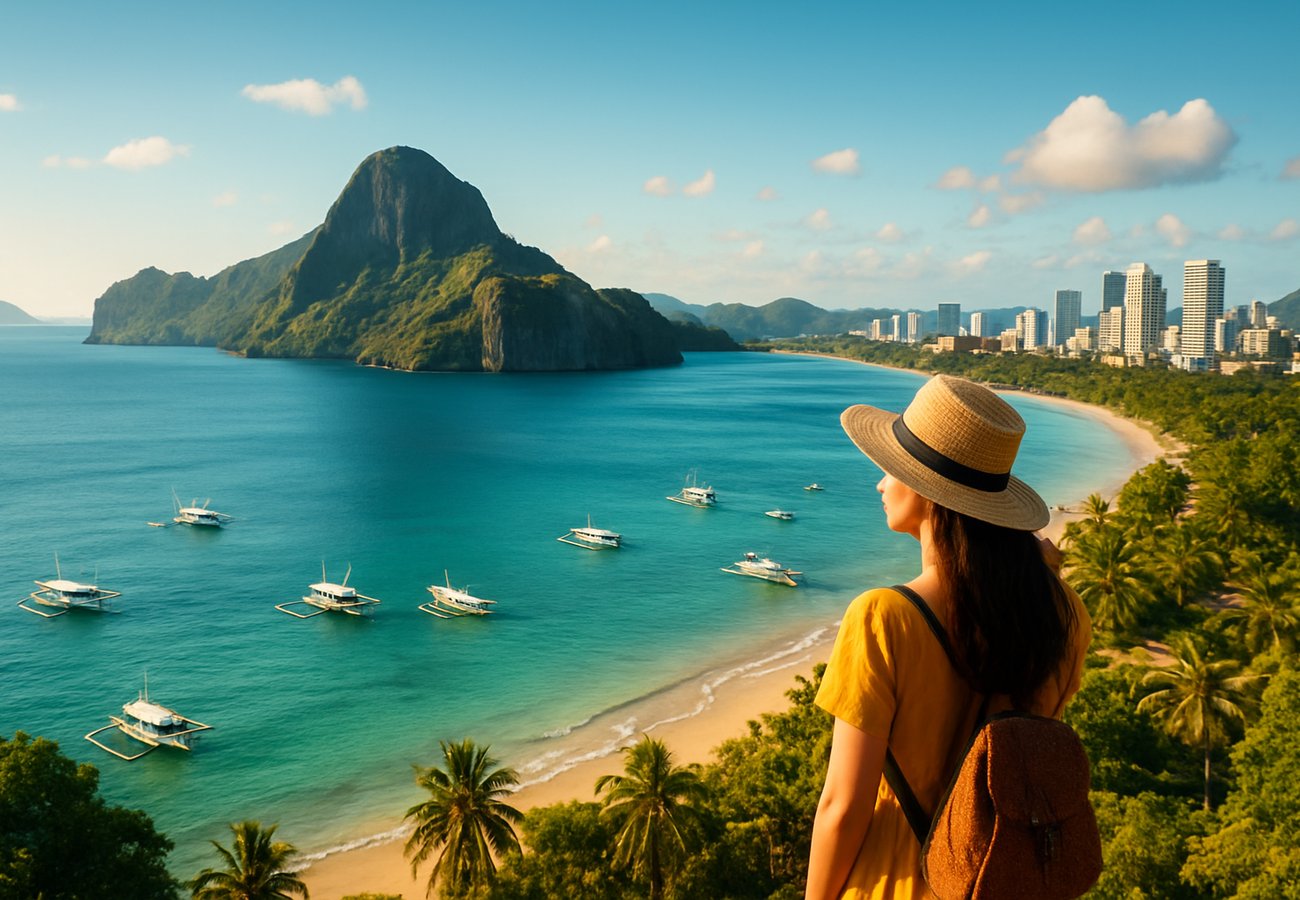 Philippines tourism destinations including Manila skyline and island beaches