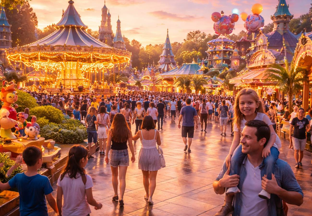 Concept rendering of Looney Tunes Land at Six Flags Magic Mountain with Bugs Bunny, Daffy Duck, and Road Runner themed areas