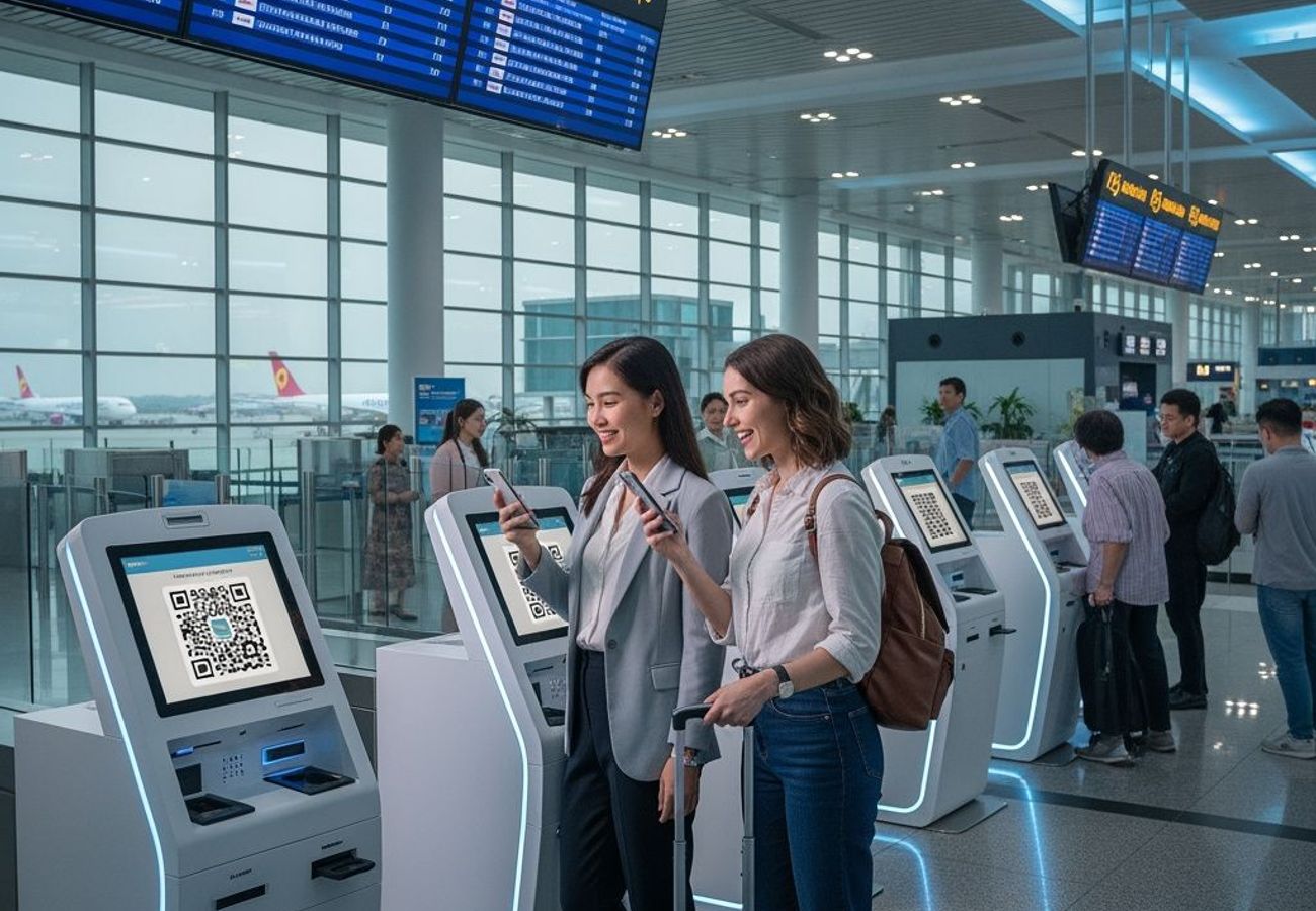 Digital QR code immigration process at Vietnam airport immigration counter