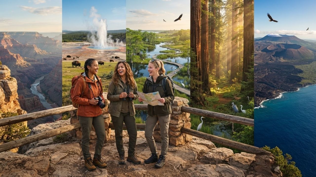 Five Natural Wonders of America: Travel Guide to the Grand Canyon, Yellowstone, Everglades, Redwood Forests, and Hawaii's Volcanoes