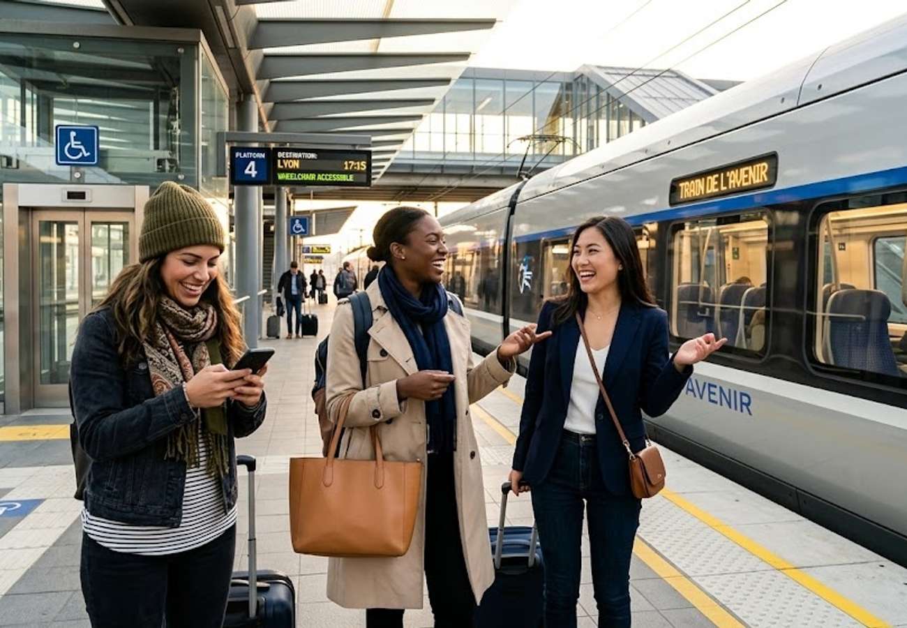 Amtrak accessible train platform with modern station infrastructure