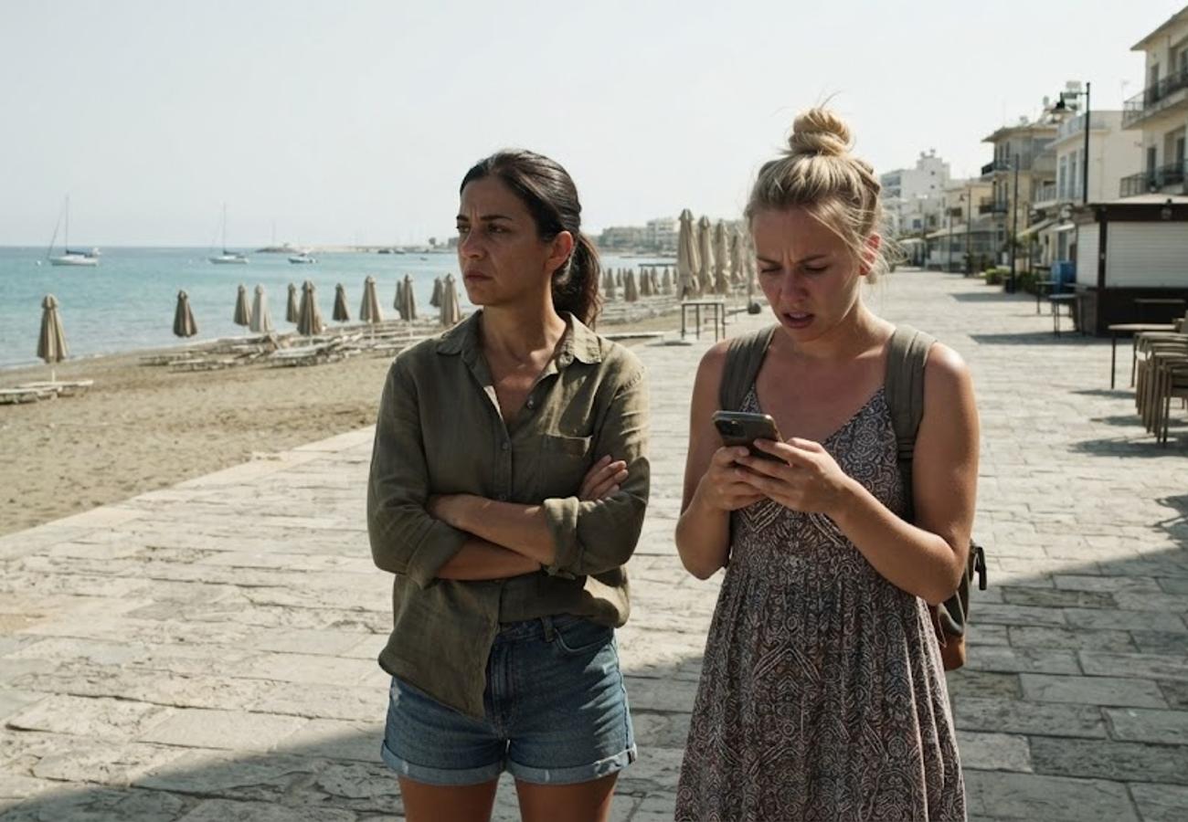 Cyprus Mediterranean coastline with tourism disruption data visualization