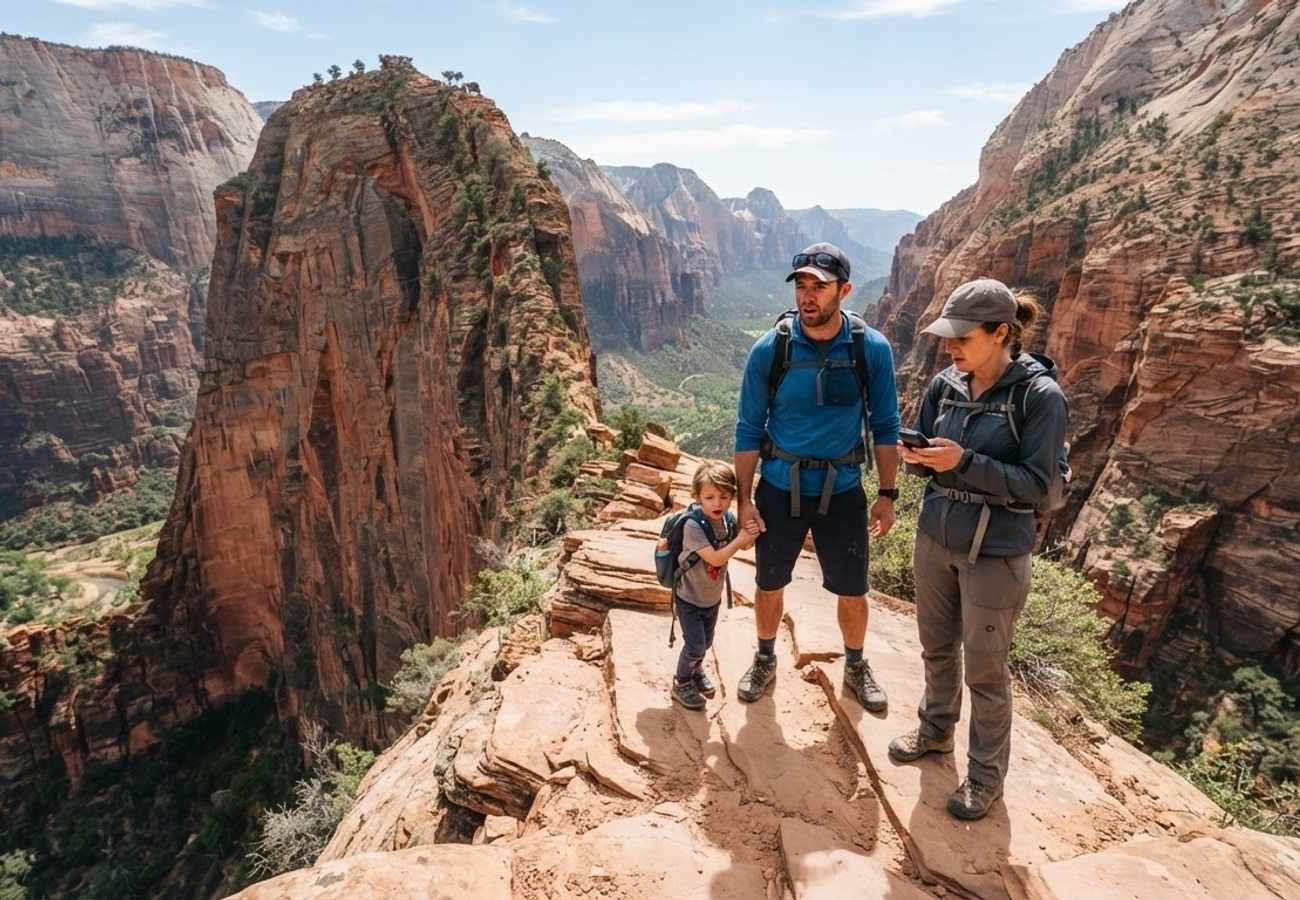 Hazardous hiking trails and slot canyons within Zion National Park, Utah