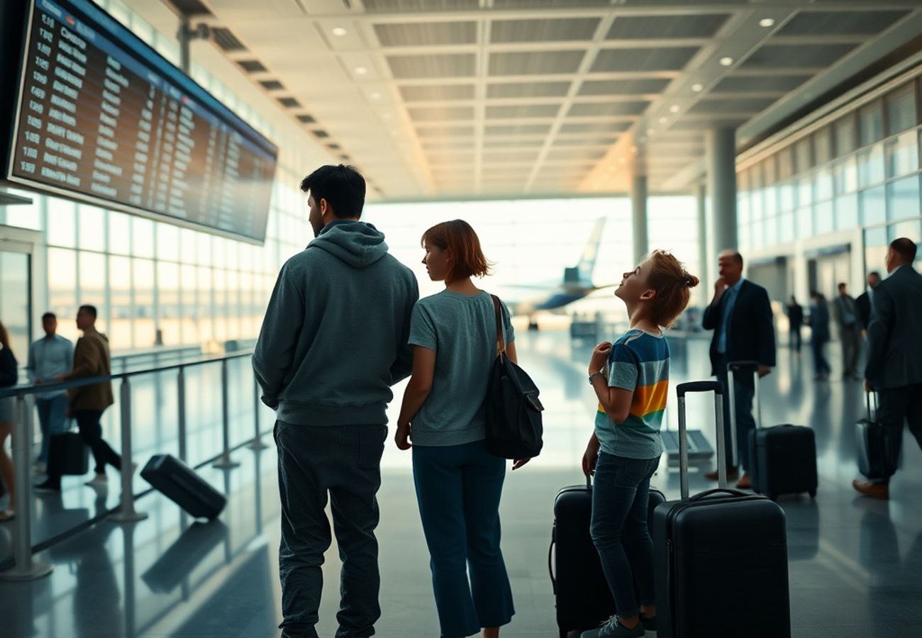 Passengers boarding a commercial aircraft at a modern airport terminal