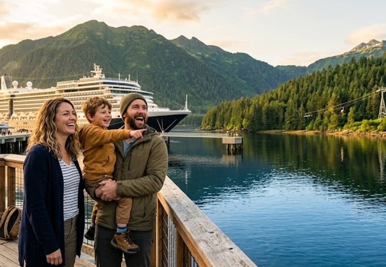 Disney Cruise ship docked at Icy Strait Point, Alaska