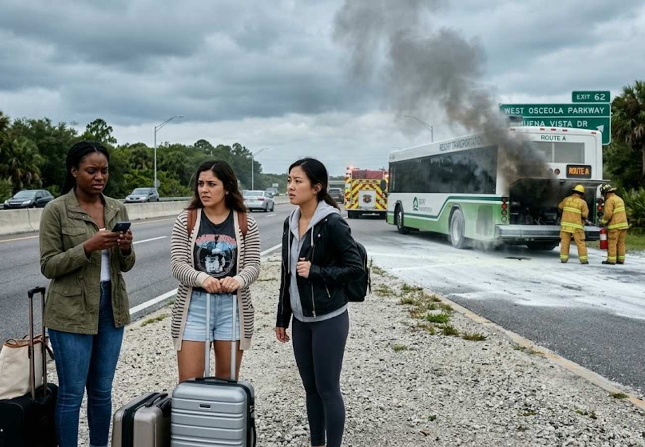 Disney World Bus Fire Shuts Down West Osceola Parkway Exit Ramp Toward Buena Vista Drive in 2026