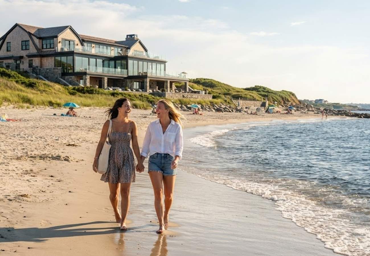 Gloucester's Good Harbor Beach coastline with new boutique seaside accommodation development