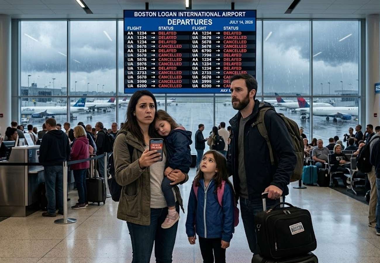 Heavy rain causing flight delays at Boston Logan International Airport