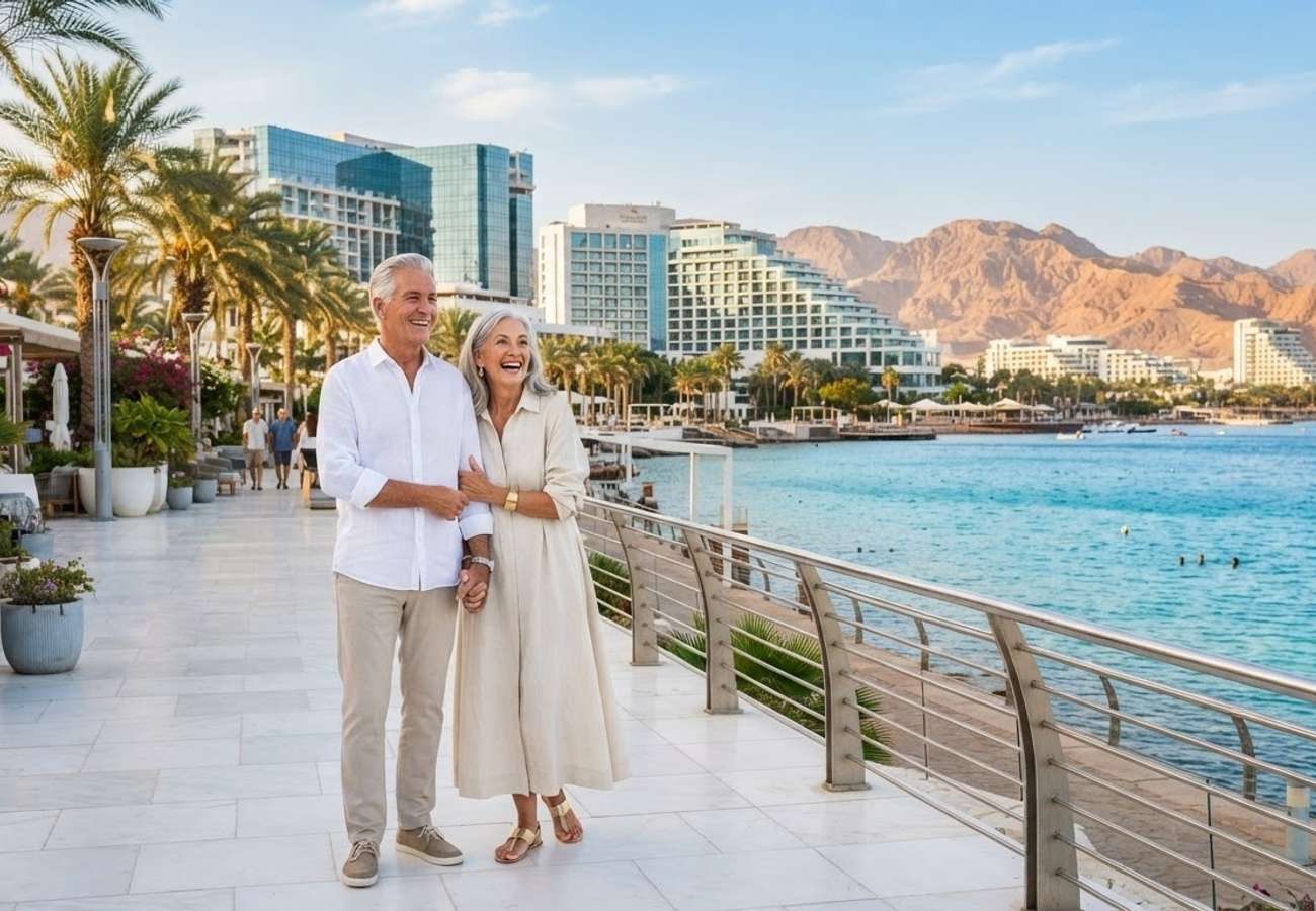 Luxury resort architecture overlooking the Red Sea in Eilat