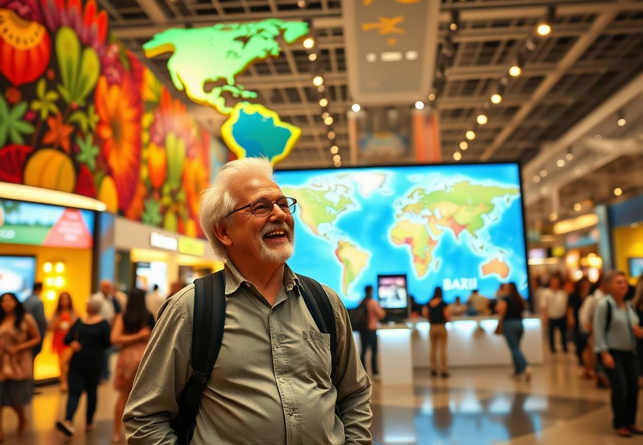 Aerial view of a large scale international travel trade exhibition and networking event