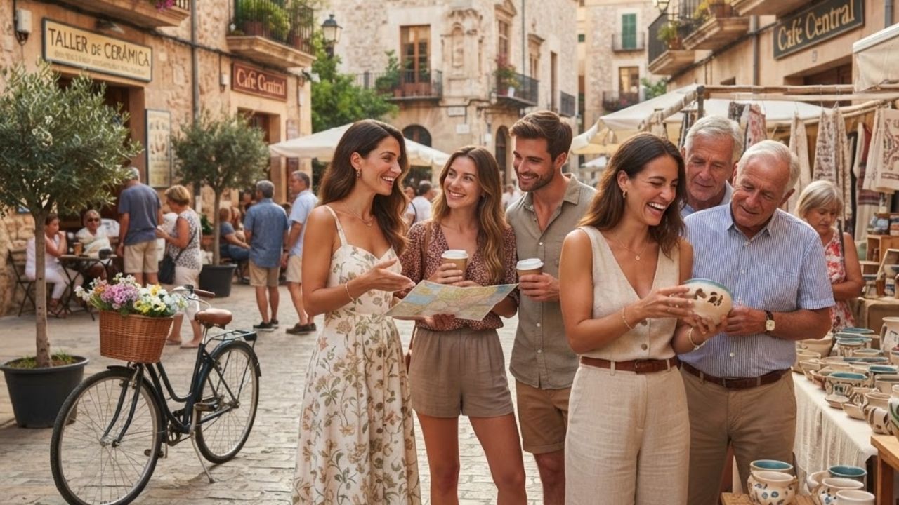A scenic quiet stone alleyway in a historic Italian village, free of tourist crowds, with green ivy climbing the walls