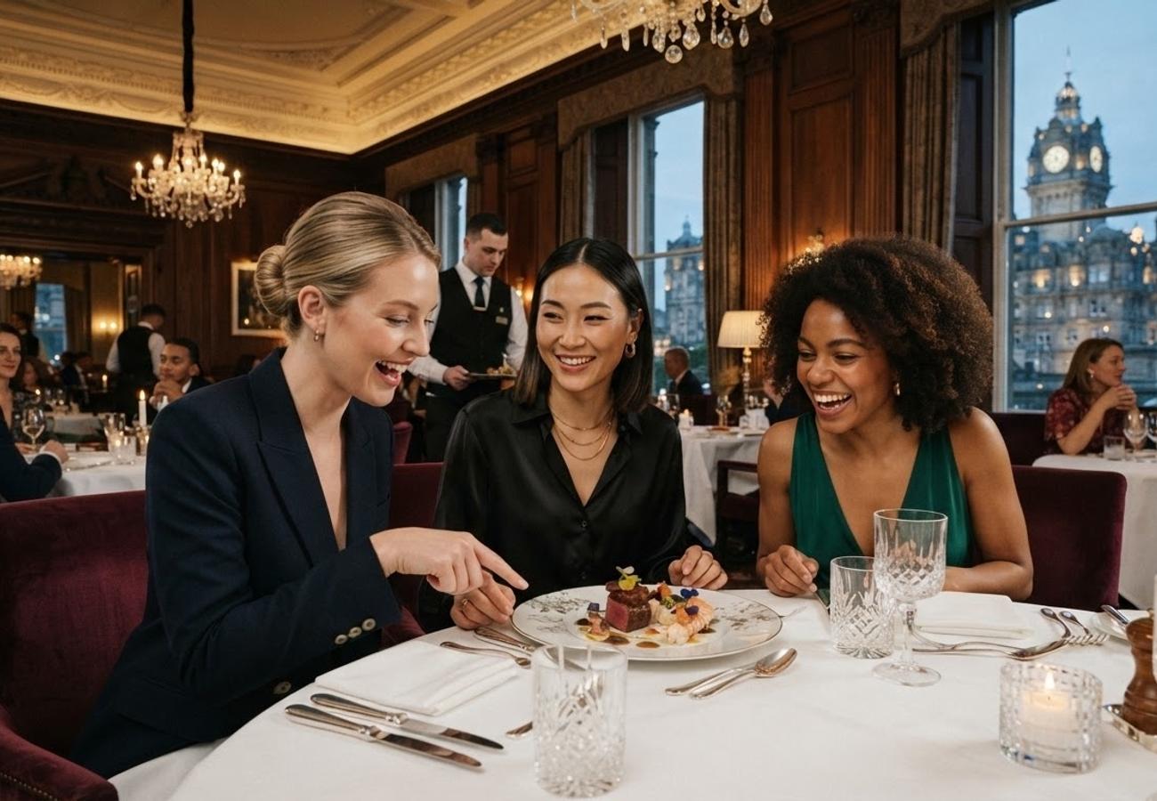 The Balmoral Hotel Edinburgh exterior and luxury dining setting