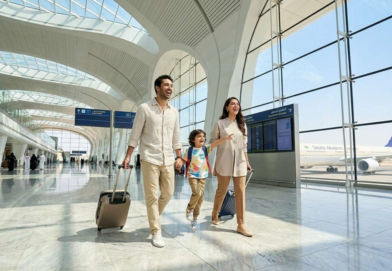 Modern Saudi Arabian architecture and tourism infrastructure
