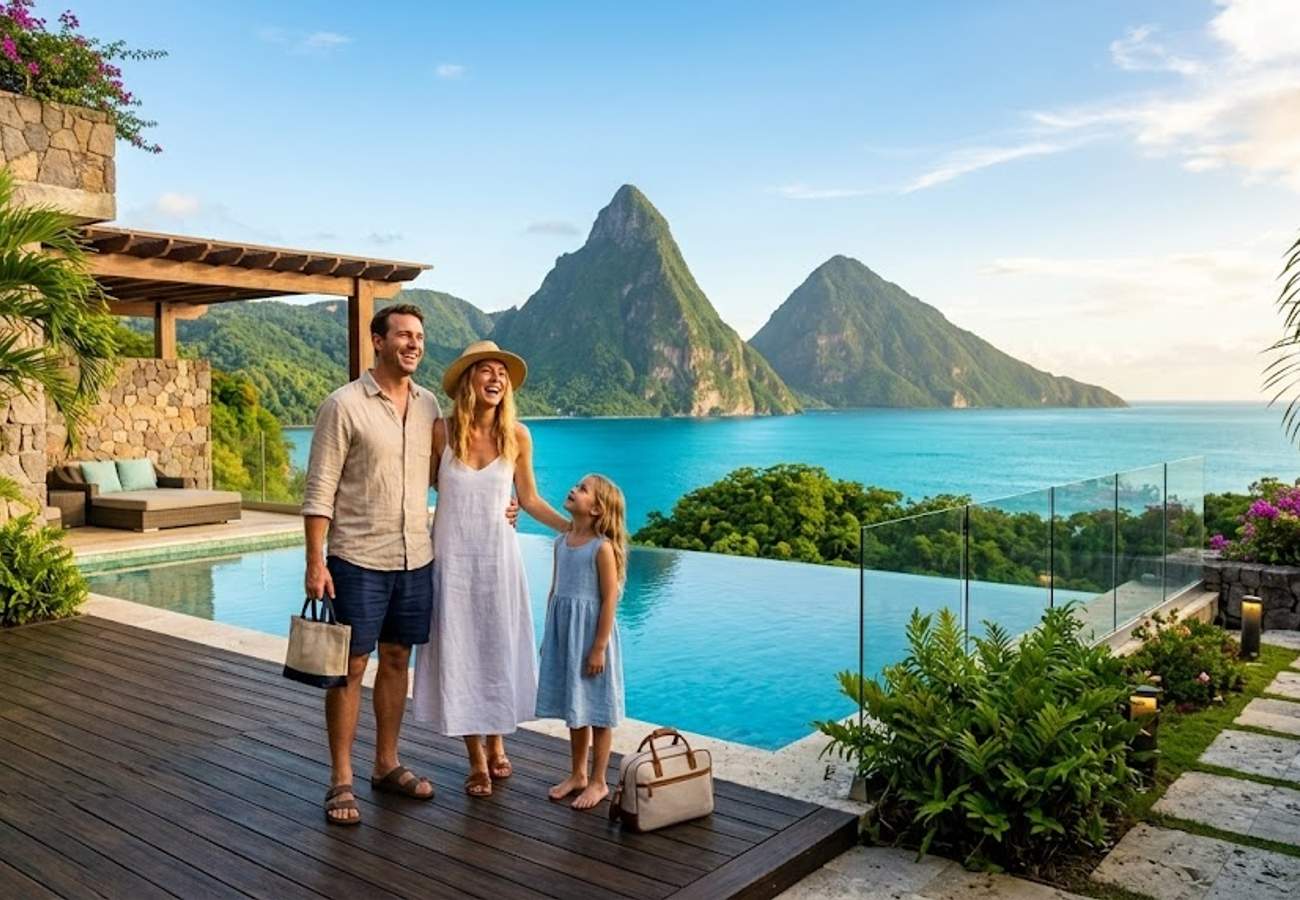 Luxury beachfront resort in the Caribbean with private infinity pool
