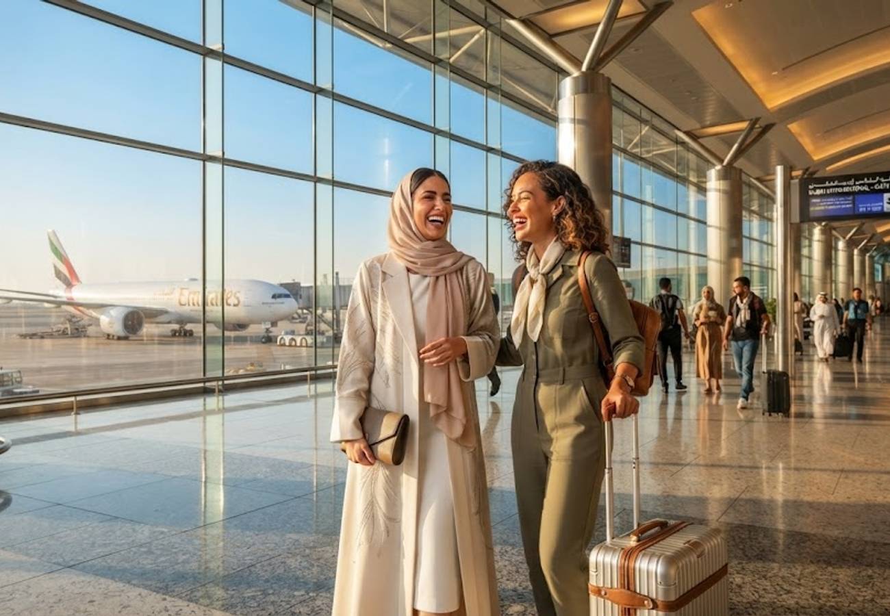 Turkish Airlines aircraft on runway with Middle East destination signage