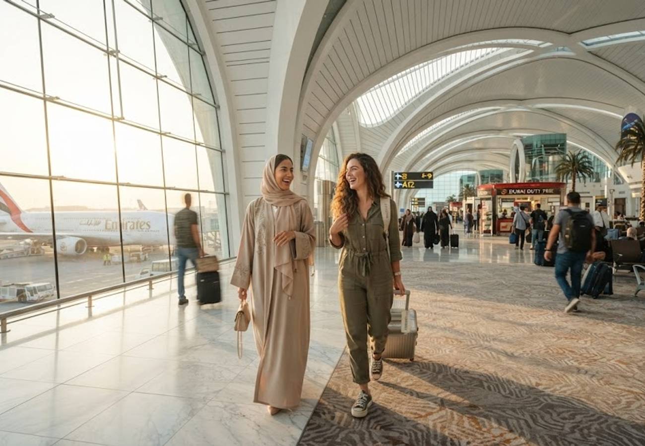 Fast-track visa processing center in Dubai with digital technology interface