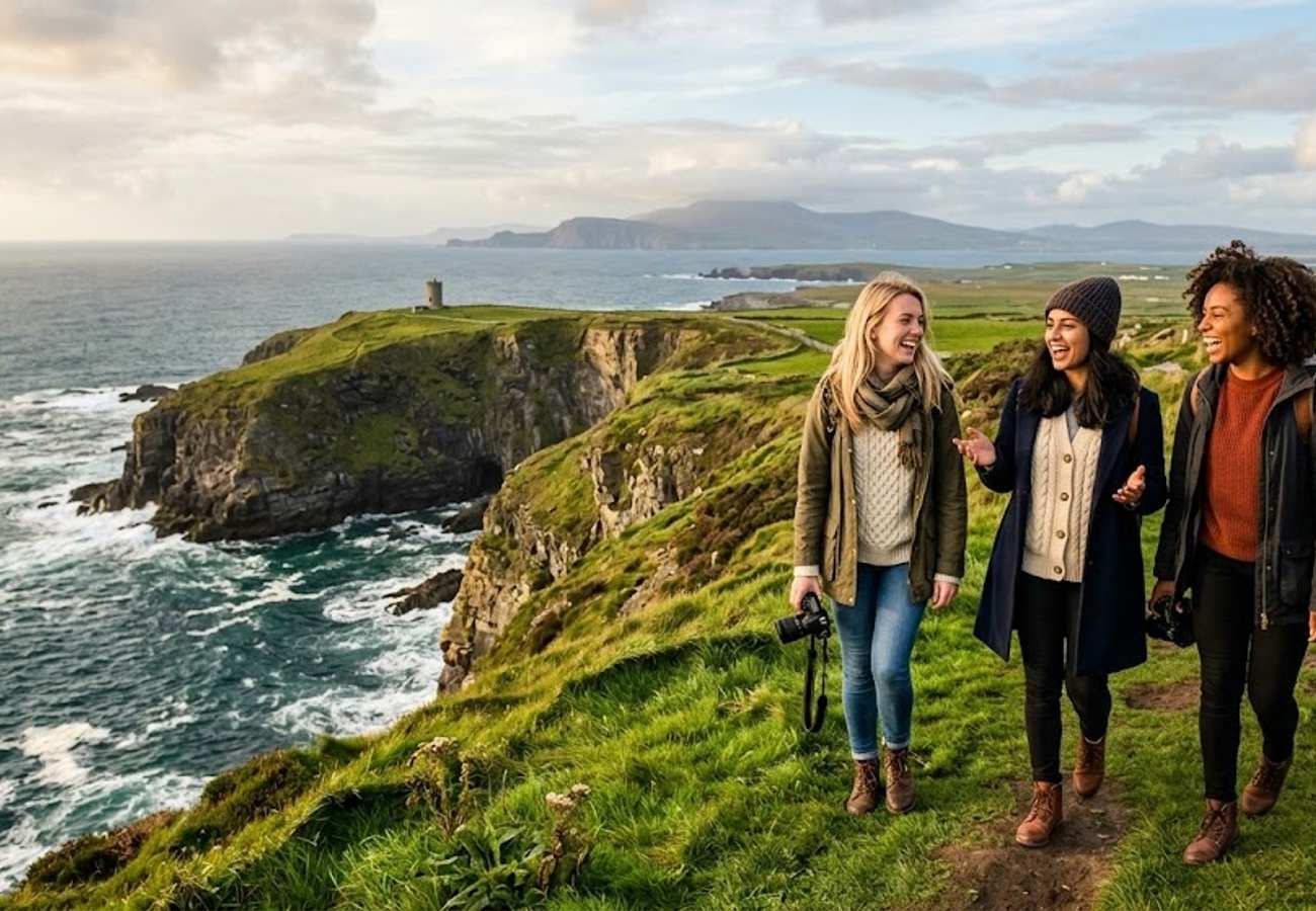 Scenic view of the Wild Atlantic Way coastline in Ireland