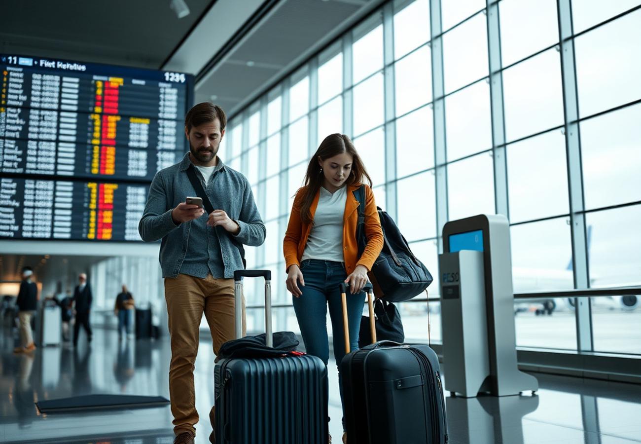 United Airlines check-in kiosk and mobile app interface