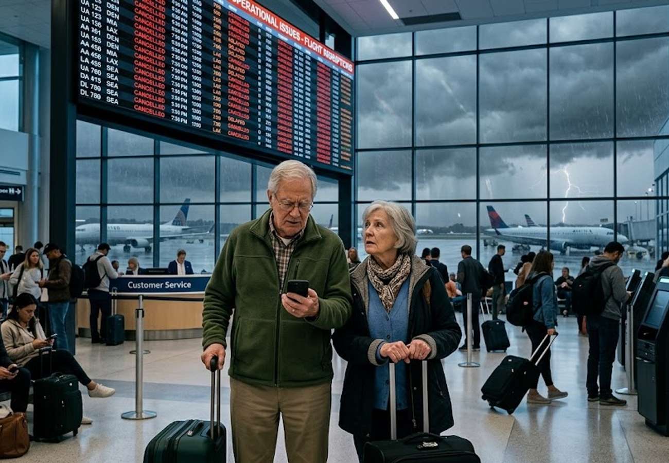 United Airlines check-in kiosks showing closed status during a nationwide technology failure