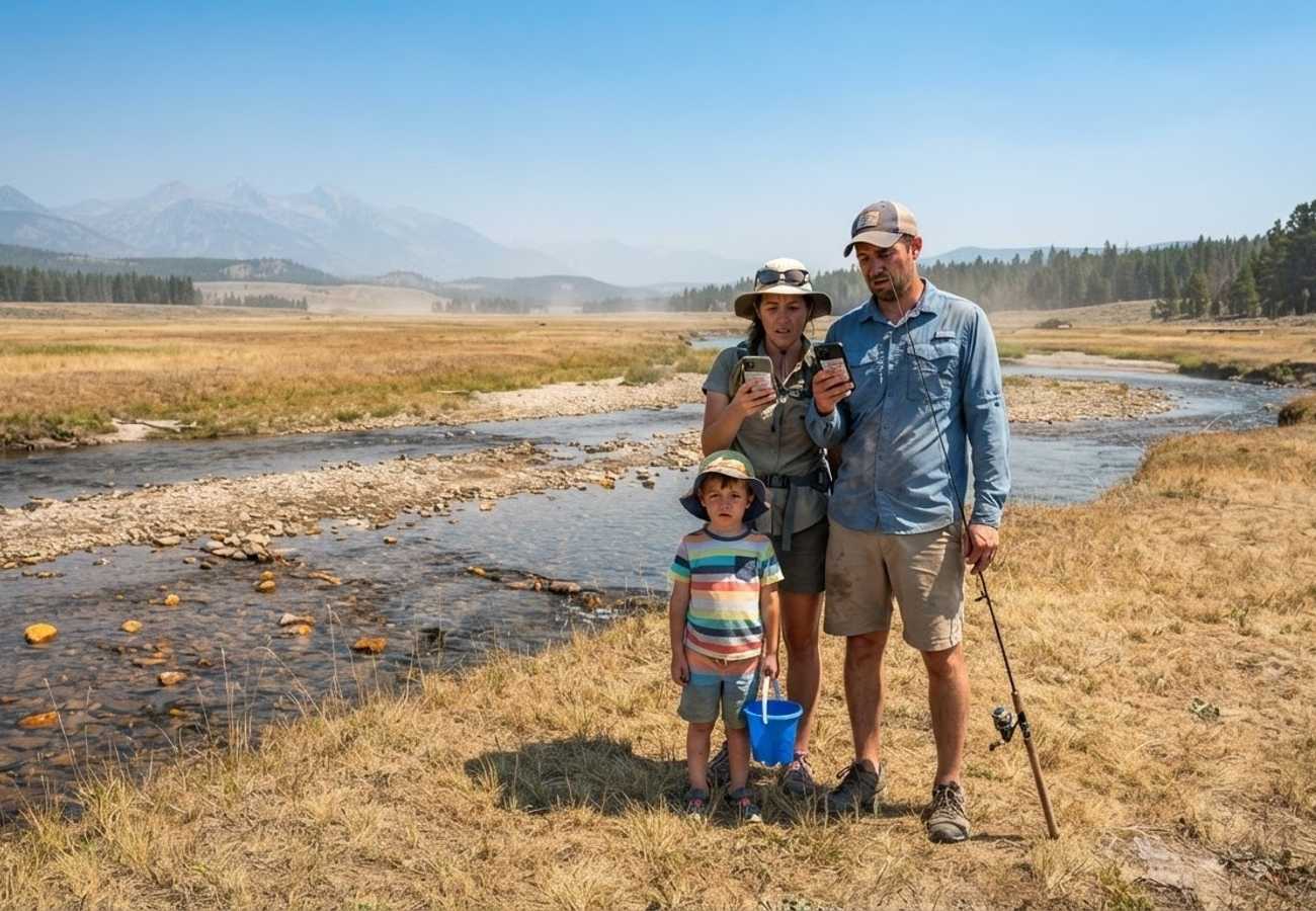 Trout fishing in the Madison River of Yellowstone National Park
