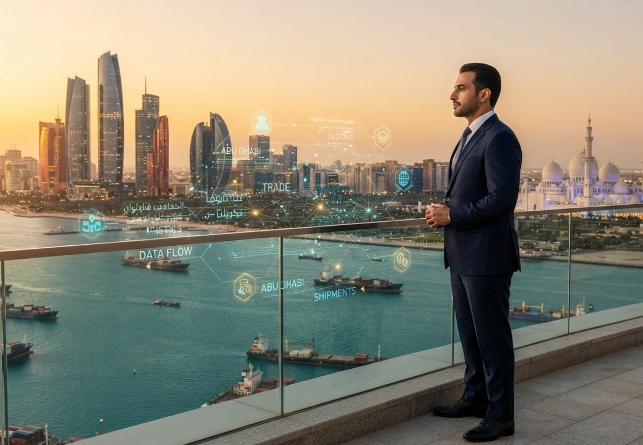 Digital representation of Abu Dhabi customs and trade connectivity