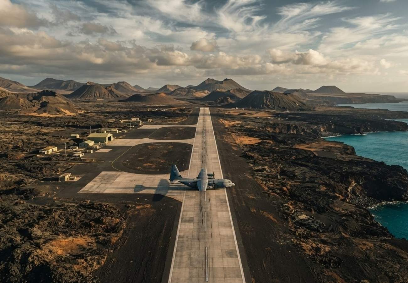 Aerial view of Wideawake Airfield on Ascension Island
