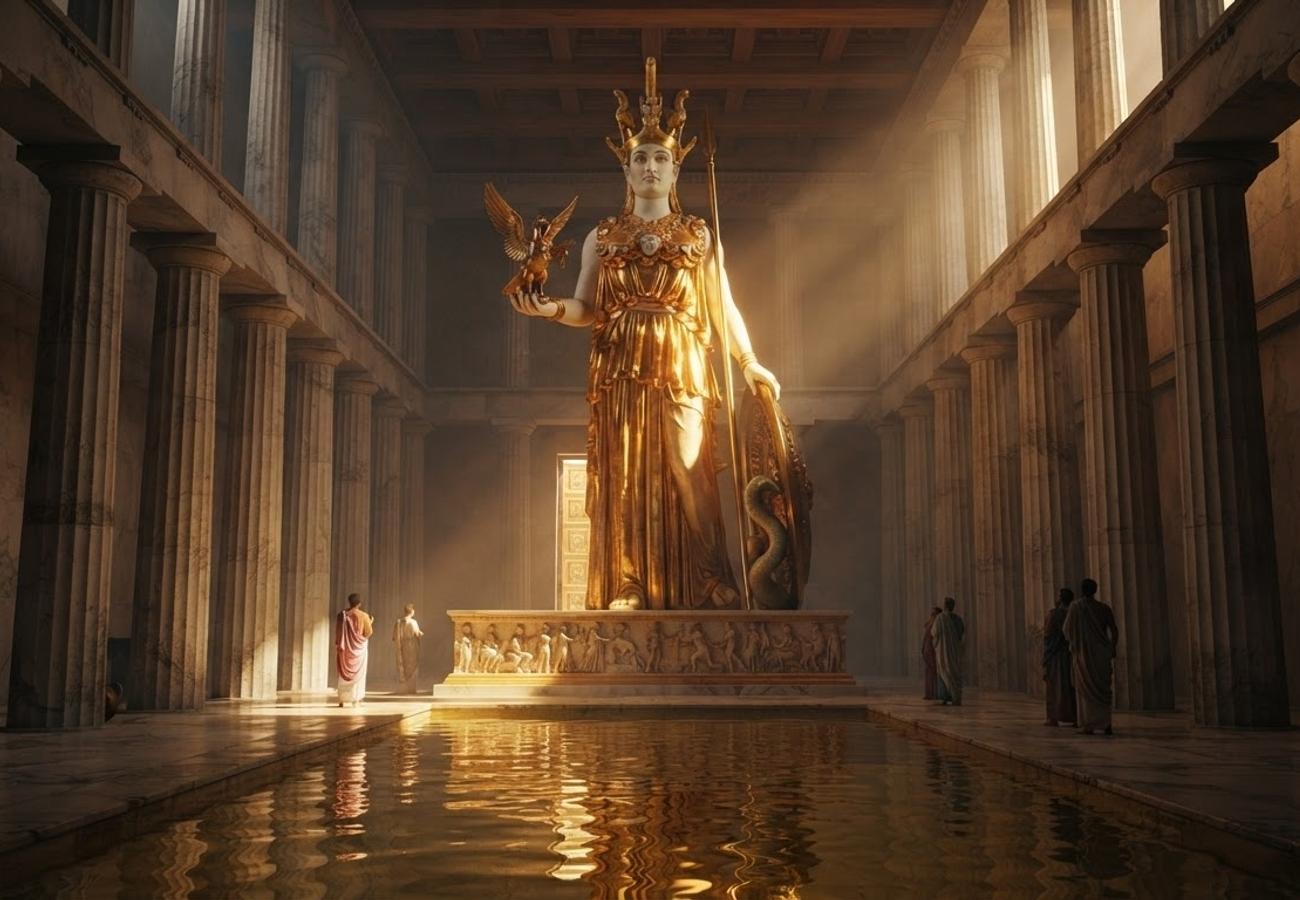 Reconstruction of the colossal Athena Parthenos statue