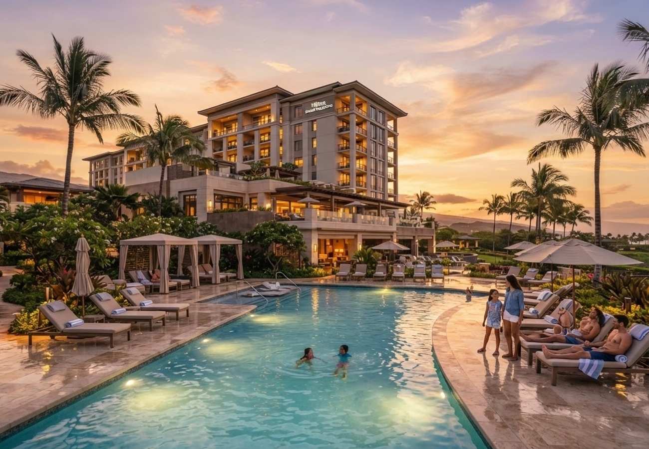Hilton Grand Vacations resort suite with kitchen and living area