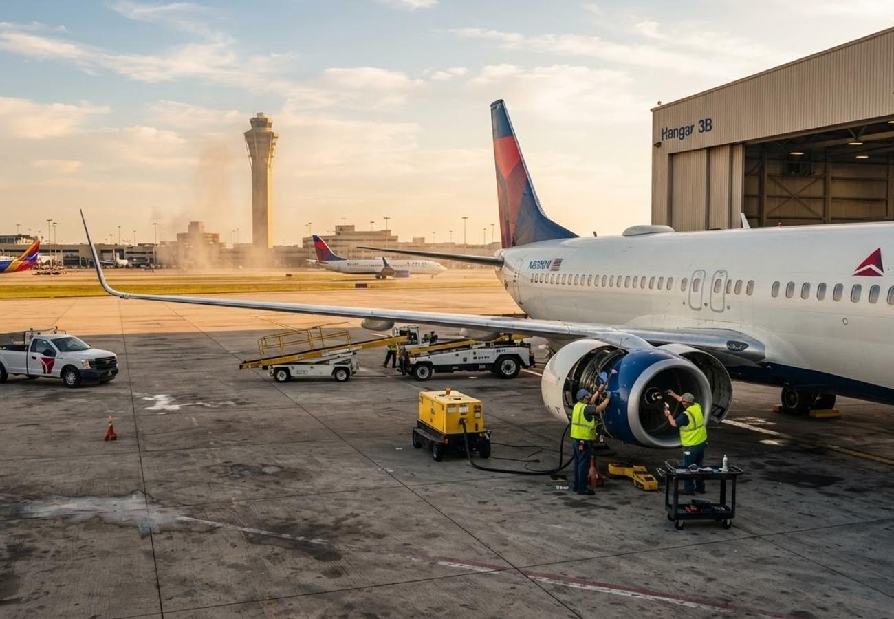 Delta Air Lines Boeing 737-900 aircraft on the tarmac at Hartsfield-Jackson Atlanta International Airport