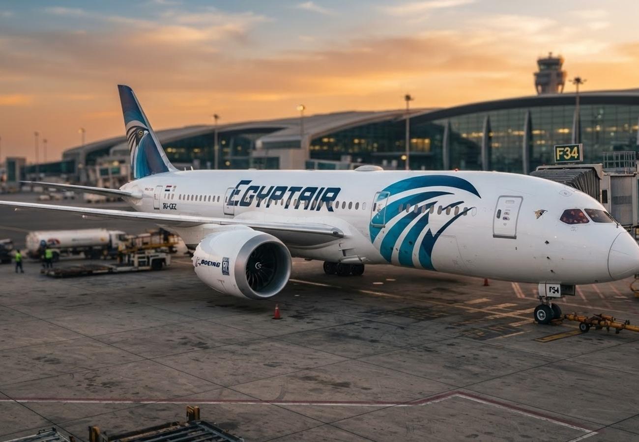 EgyptAir aircraft on airport tarmac representing digital transformation