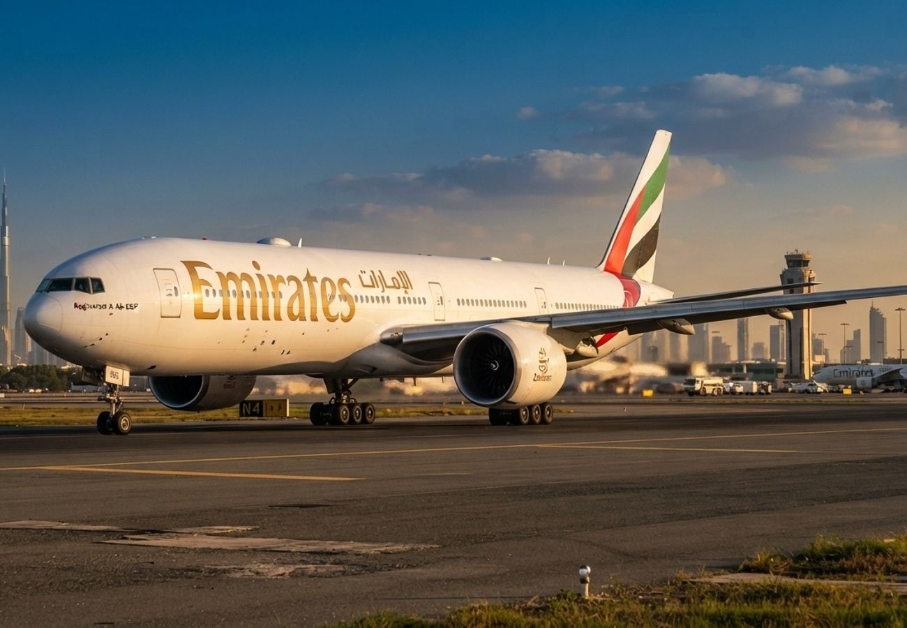 Emirates Boeing 777-300ER aircraft on the tarmac