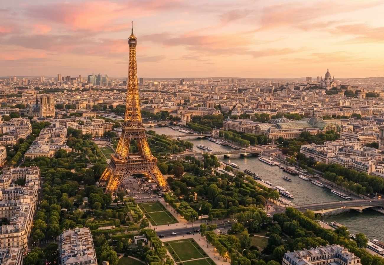 Aerial view of global travel hubs and diverse cultural landmarks