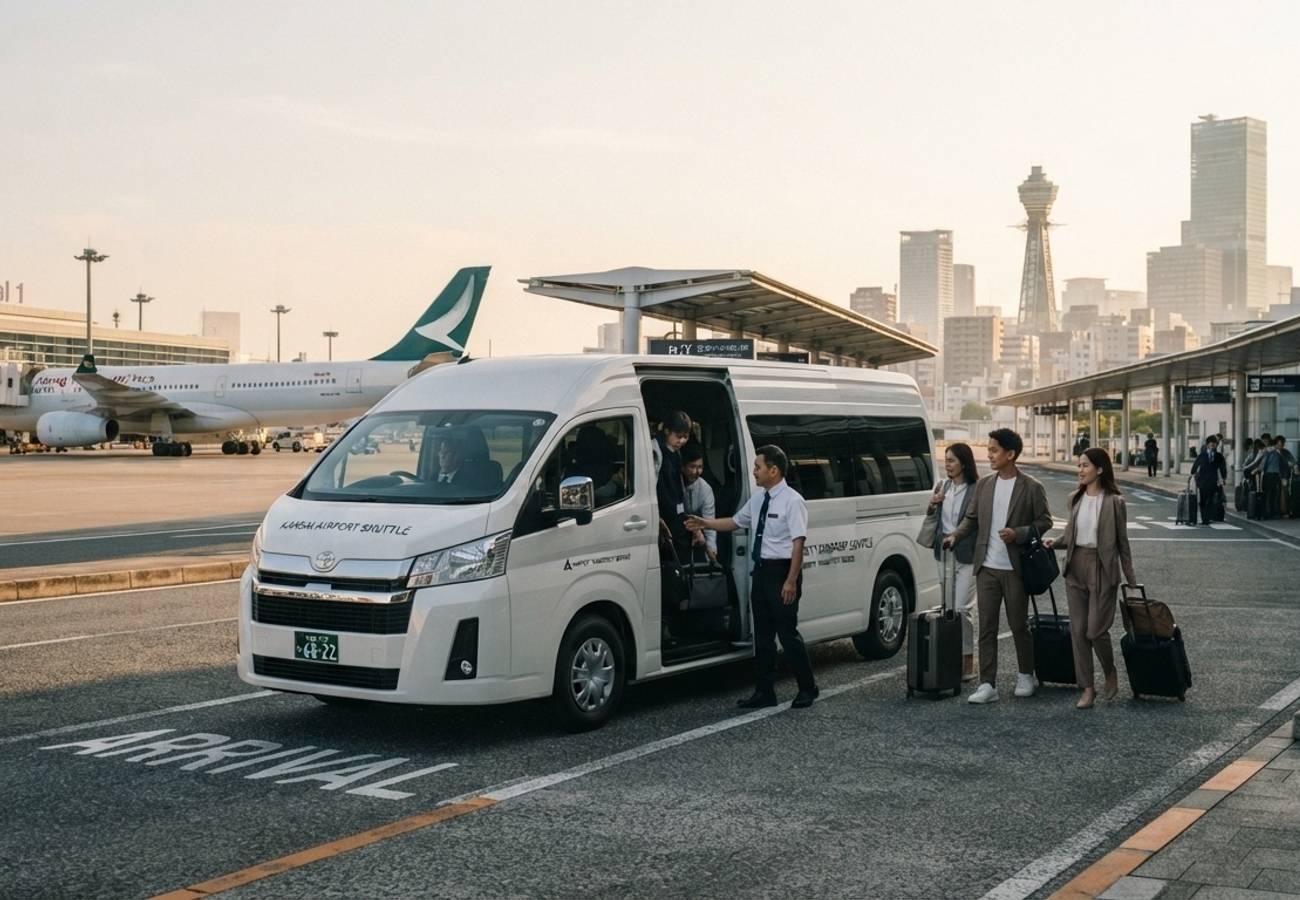Kansai International Airport terminal with shuttle transport