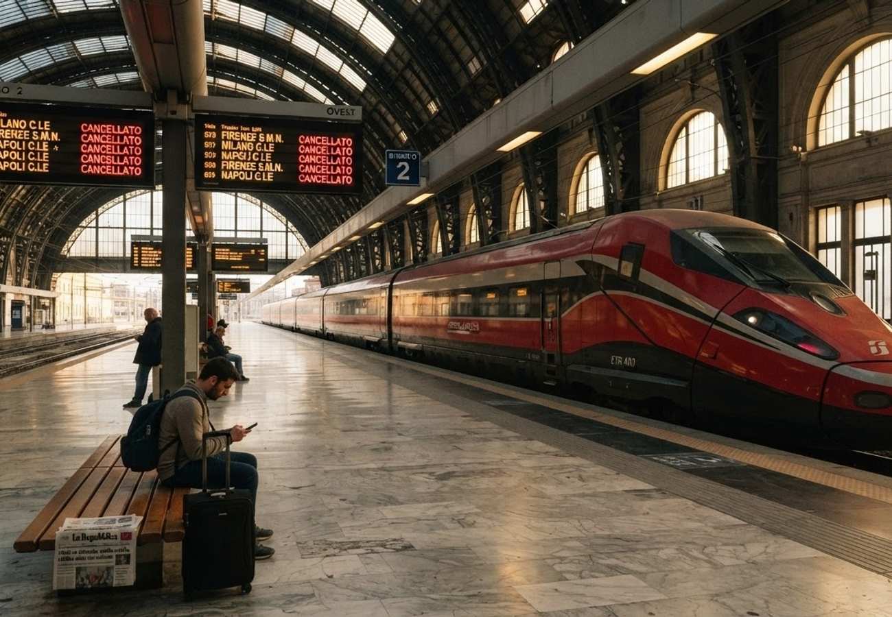 High-speed Trenitalia train at an Italian station