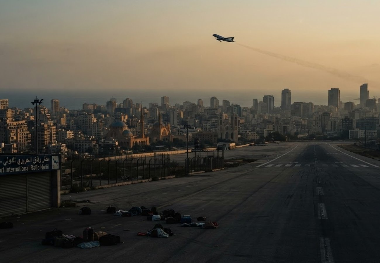 Aerial view of Beirut skyline and Mediterranean coast