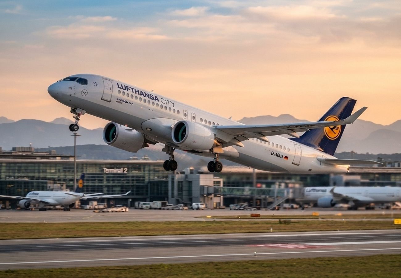 Airbus A220-300 aircraft in Lufthansa livery