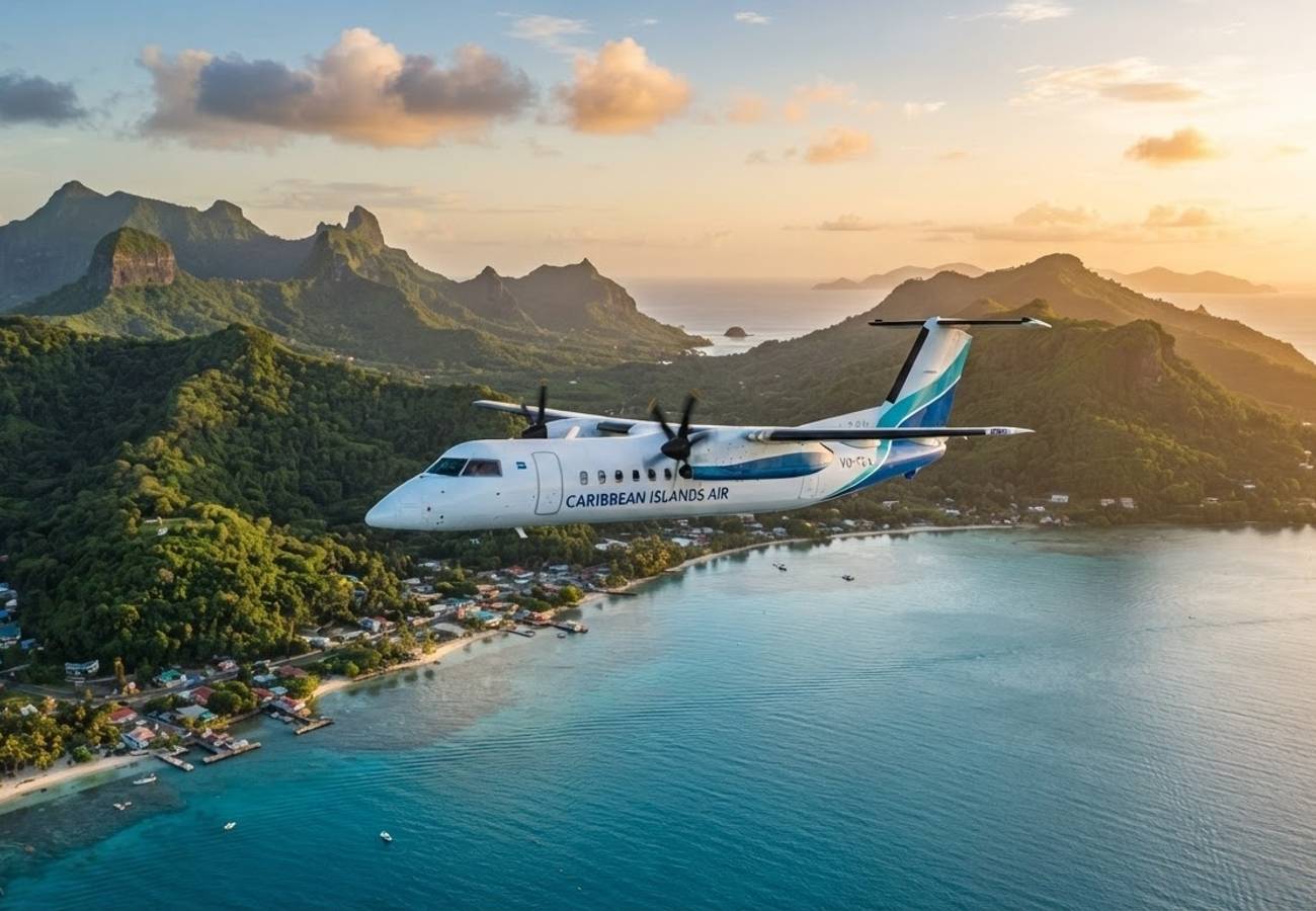 Aerial view of Douglas-Charles Airport in Dominica