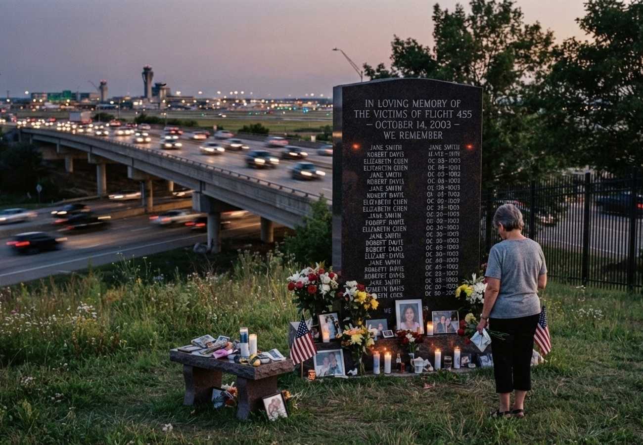 Memorial monument for Northwest Flight 255 victims in Romulus, Michigan